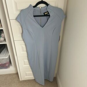 Alexia Admor Pale Blue Structured Dress with Gold Accent